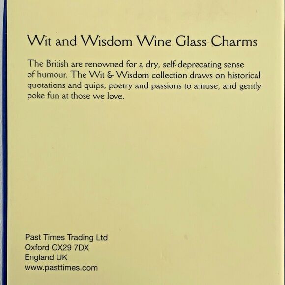 Past Times Wine Charms Set of 6 Silver Tone Metal Wit and Wisdom New in Box - Picture 8 of 12